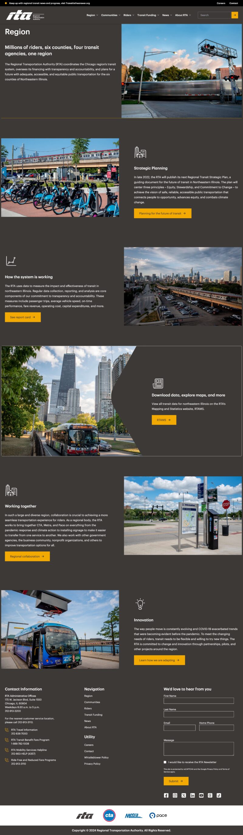 Transit webpage
