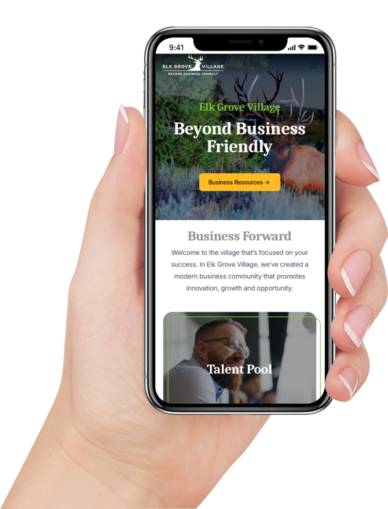 Municipal technology park website on an iPhone