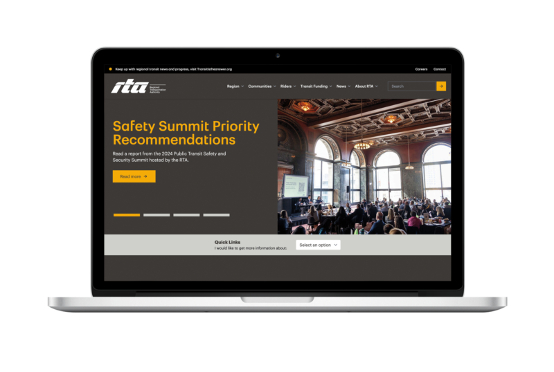Transit website on a laptop